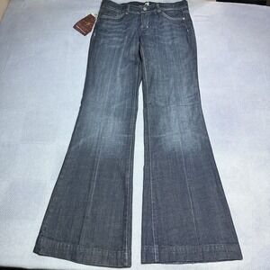 NEW 7 For All Mankind Dojo Flare Jeans Womens Size 28 Low Rise Swarovski Crystal